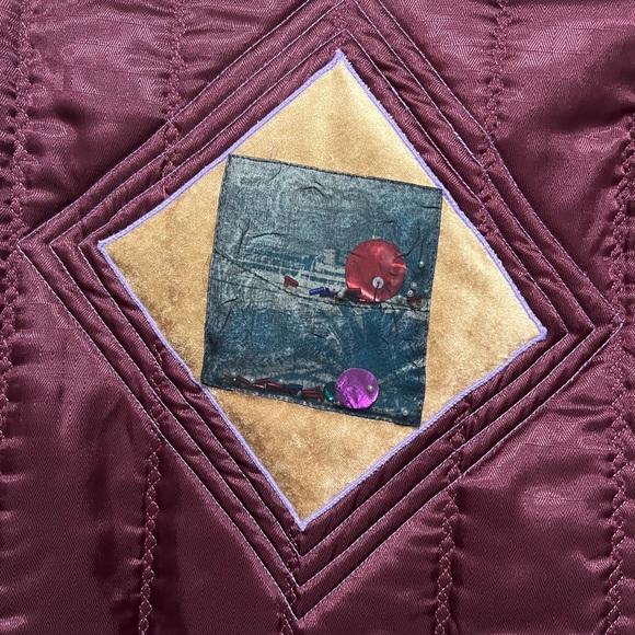 VNTG Reversible Quilted‎ yellow Burgundy Unisex  USA Lightweight Jacket Coat M - Picture 13 of 16